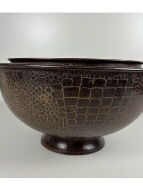 VTG Set of Two Dark Brown Textured‎ Metal Bowls Home Decor / Made In India